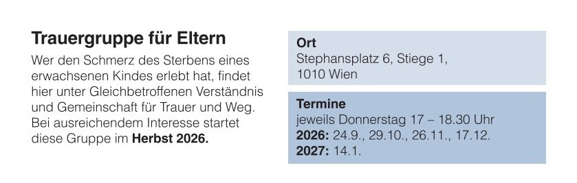 Caritas Trauergruppe Eltern 2026 